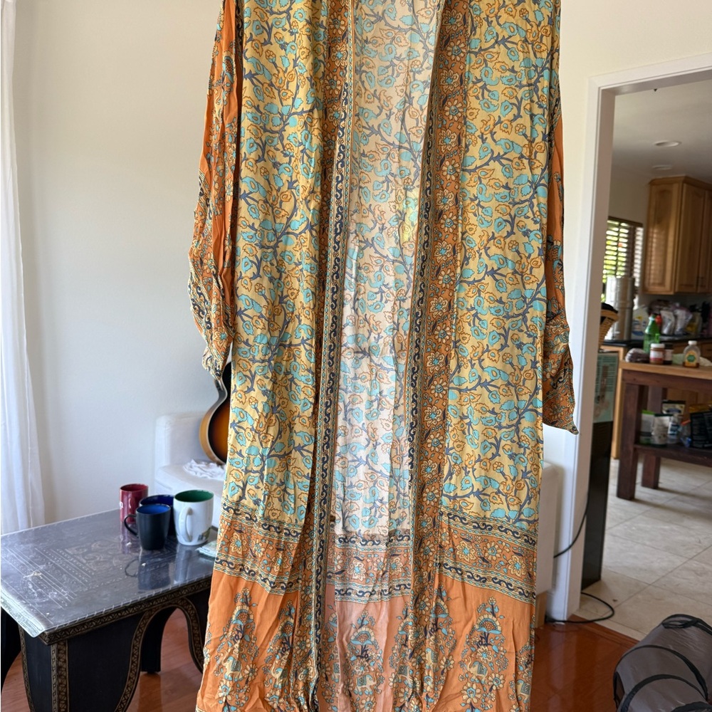 Spell Orange and Blue Floral Kimono Jacket
